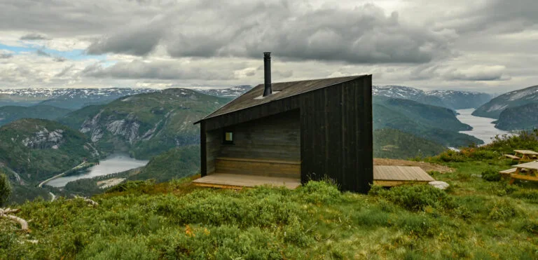 Jarebu med fjellheimen i Bykle i bakgrunnen. Foto.