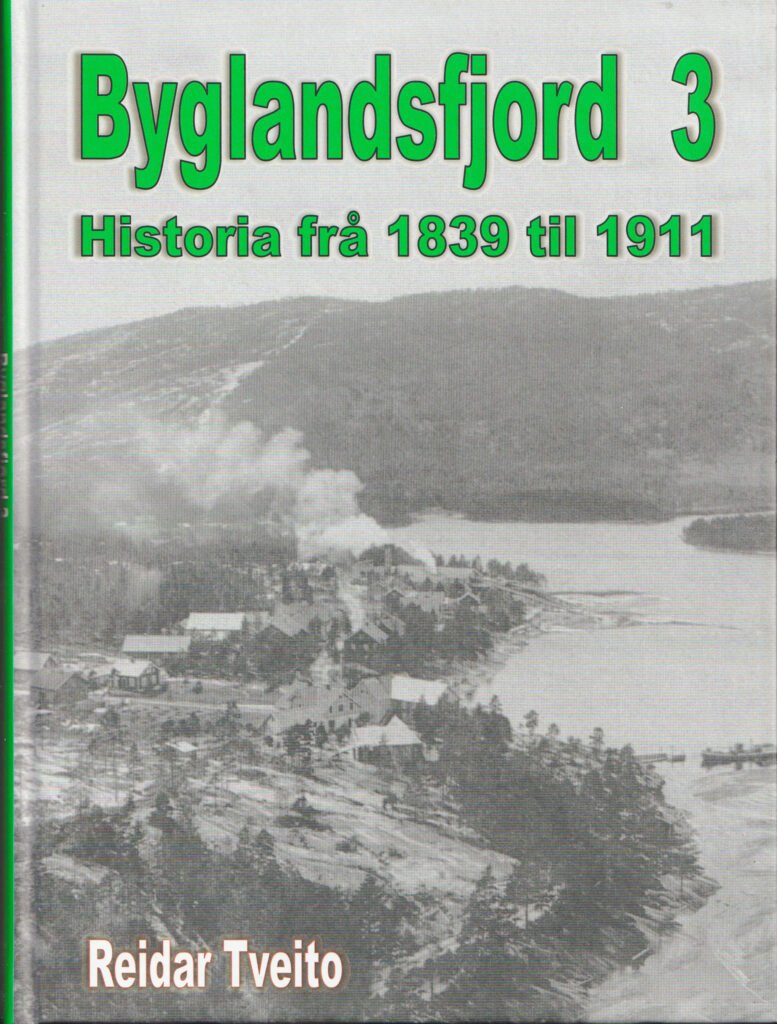 Framsida på boka Byglandsfjord 3. Bilde av Byglandsfjord 1893. 