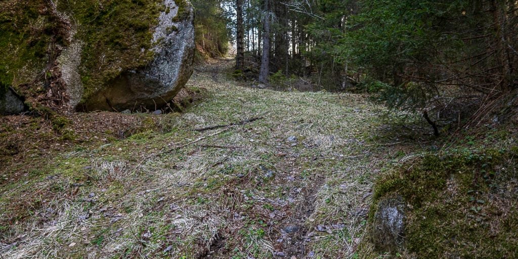 Den bratte kleiva opp frå Kveste mot Tveiten 11. april 2025. Foto.