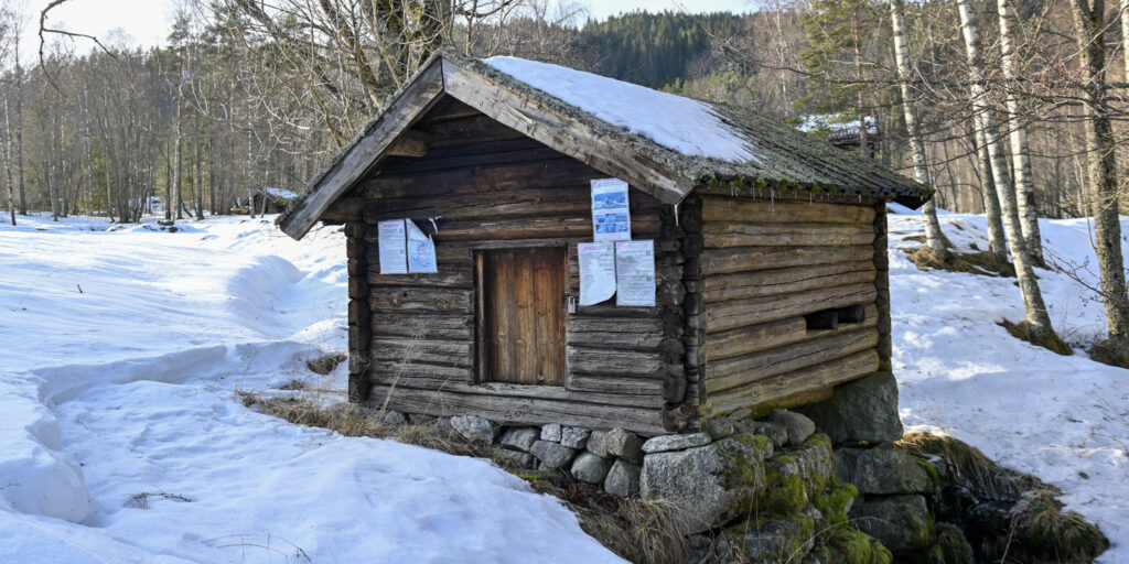 Kvernhuset på Evje og Hornnes museum på Fennefoss 6. februar 2025. Foto.